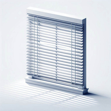 Illustration of a window with blinds and shadows on a white backgroundのイラスト素材