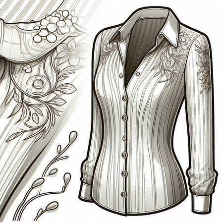 Illustration of a shirt with a floral pattern on a white backgroundのイラスト素材