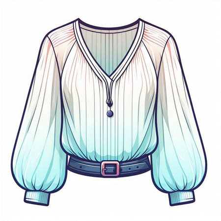 Women's blouse with a button-down sleeve. Vector illustration.のイラスト素材