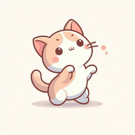 Cute cartoon cat. Vector illustration isolated on a white background.のイラスト素材