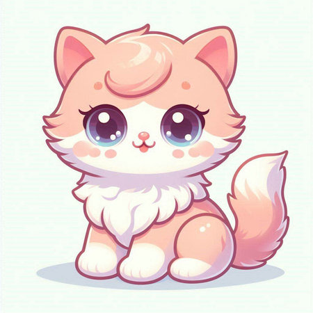 Cute cartoon kitten. Vector illustration of a cute little kitten.のイラスト素材