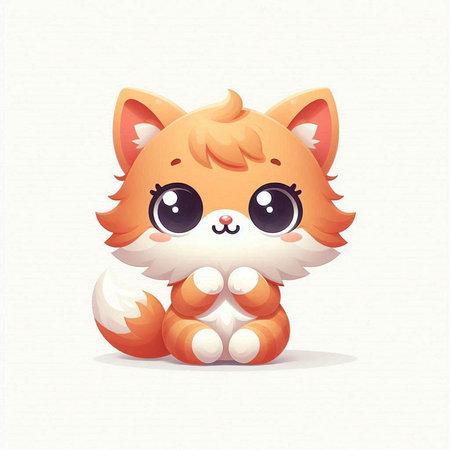 Cute cartoon fox on white background. Vector illustration for your designのイラスト素材
