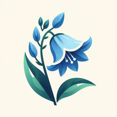 Bluebell flower on a white background. Vector illustration in retro style.のイラスト素材
