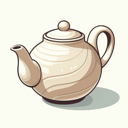 Illustration of a ceramic teapot isolated on a white backgroundのイラスト素材