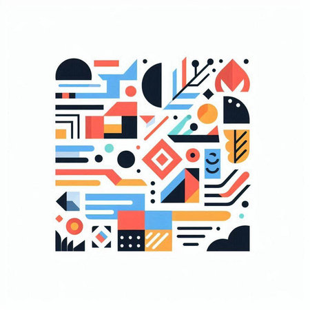 Abstract geometric pattern. Colorful shapes composition on white background. Vector illustration.のイラスト素材