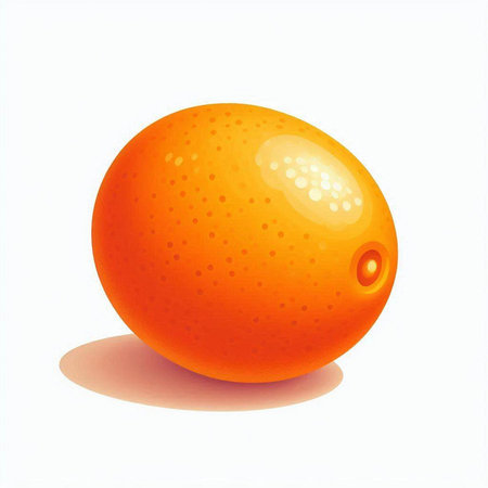 Illustration of a fresh orange on a white background, vector illustrationのイラスト素材