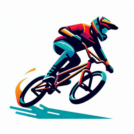 Cyclist riding a bike. Extreme sport. Vector illustration.のイラスト素材