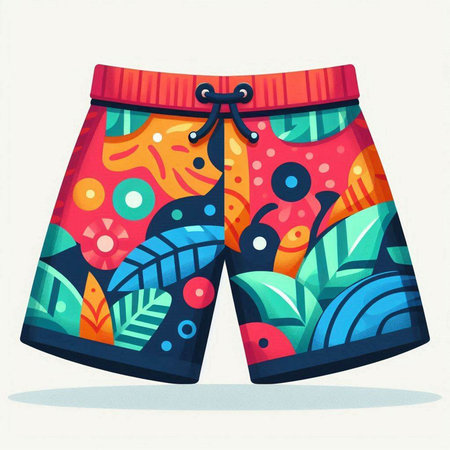 Colorful summer shorts isolated on white background. Vector cartoon illustration.のイラスト素材