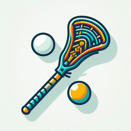Illustration of a tennis racket and ball on a white background.のイラスト素材