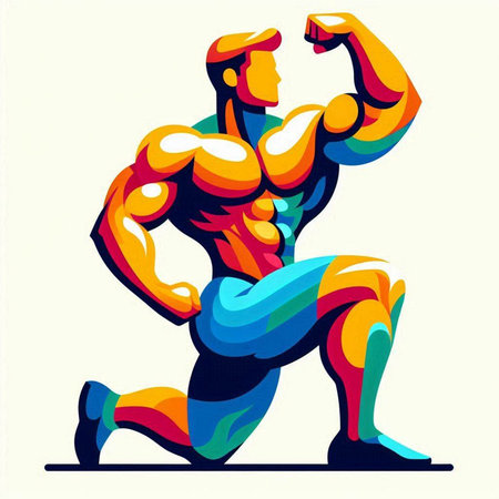 Bodybuilder. Vector illustration of a strong man with a muscular body.のイラスト素材
