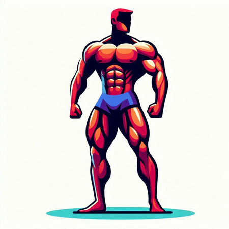 Bodybuilder. Vector illustration. Isolated on a white background.のイラスト素材