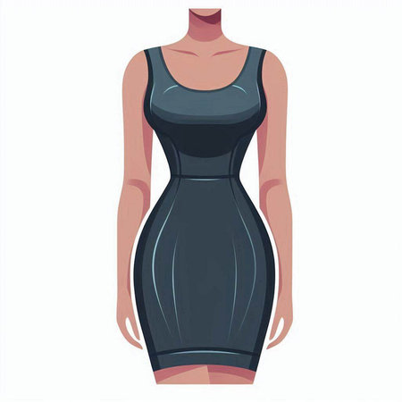 Women's black dress on a mannequin. Vector illustration.のイラスト素材