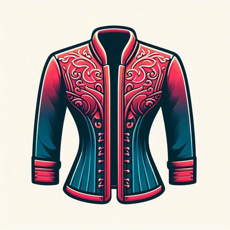 Vintage vector illustration of a jacket with ornament on the body.のイラスト素材