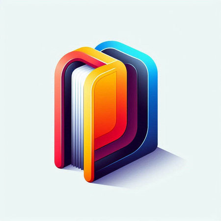 Colorful 3d book icon on white background. Vector illustration.のイラスト素材