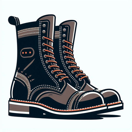 Hiking boots isolated on white background. Vector illustration. Eps 10.のイラスト素材