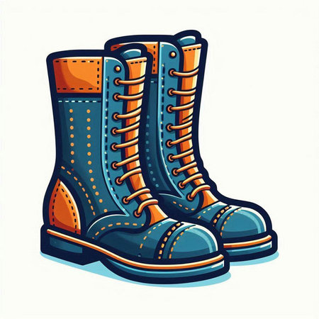 Vector illustration of a blue boot. Cartoon style. Isolated on white background.のイラスト素材