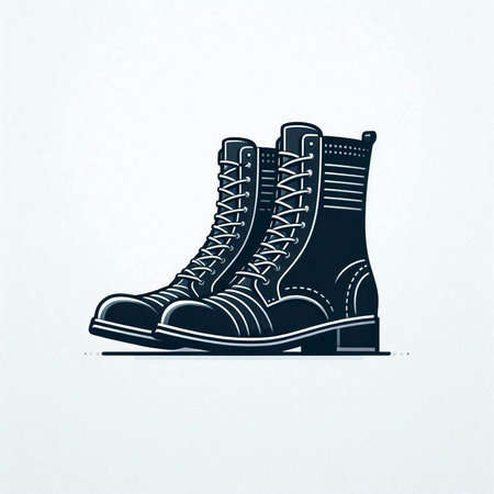 Hiking boots. Vintage hand drawn vector illustration in retro style.のイラスト素材