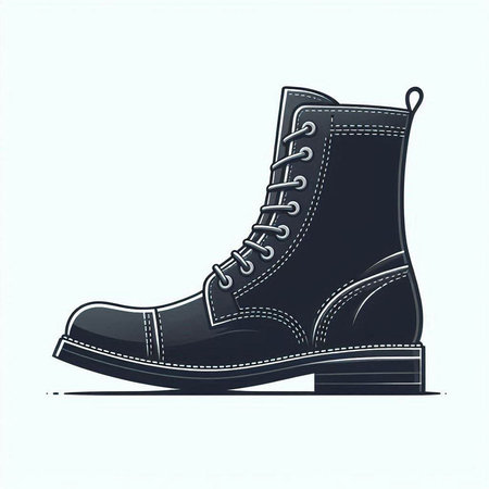 Stylized vector illustration of a pair of black leather boots.のイラスト素材