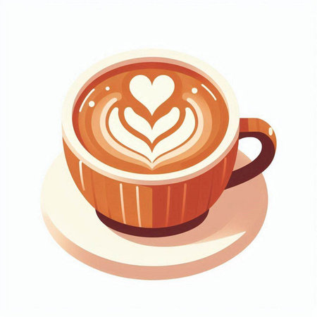 Cup of latte art on white background. Vector illustration.のイラスト素材