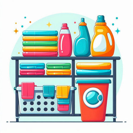 Detergents and cleaning products. Vector illustration in cartoon styleのイラスト素材