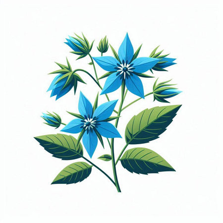 Blue flowers isolated on white background. Vector illustration. EPS 10.のイラスト素材