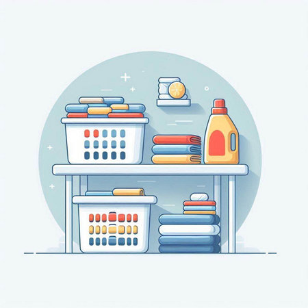 Laundry service concept. Laundry room. Vector illustrationのイラスト素材