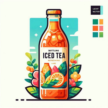 Citrus drink in a bottle. Vector illustration in flat styleのイラスト素材
