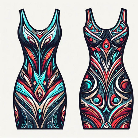 Vector illustration of women's swimsuit. Fashion design. Hand drawn background.のイラスト素材