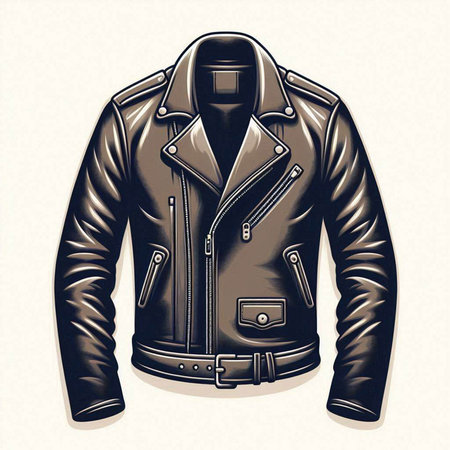 Stylish leather jacket on a white background. Vector illustration for your designのイラスト素材