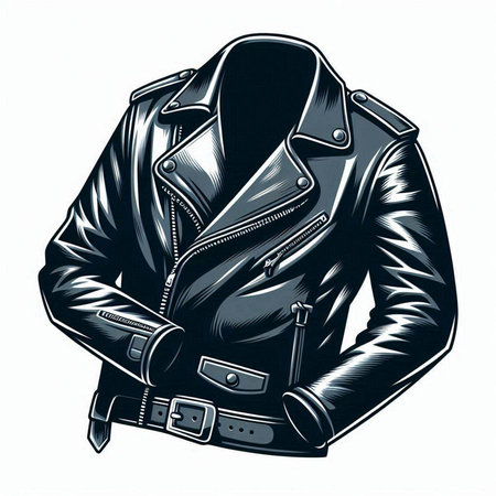 Biker leather jacket. Vector illustration of a biker jacket.のイラスト素材