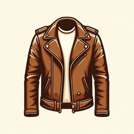 Brown leather jacket isolated on white background. Vector illustration. EPS 10のイラスト素材