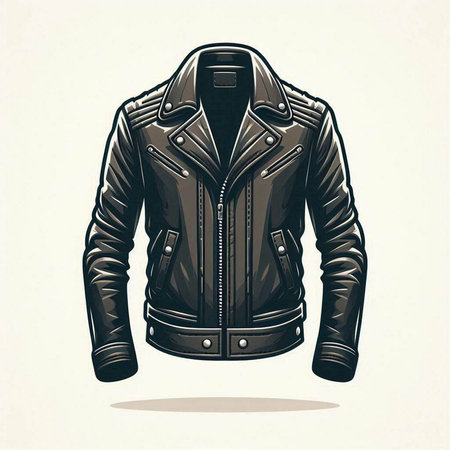 Men's leather jacket isolated on a white background. Vector illustration.のイラスト素材