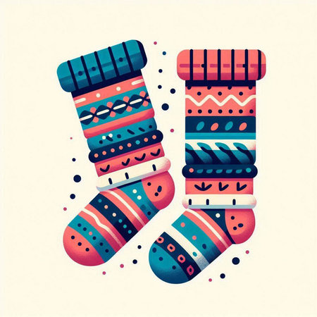 Christmas greeting card with christmas socks. Vector illustration. Eps 10のイラスト素材