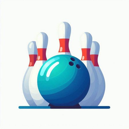 Bowling ball and skittles, vector illustration isolated on white background.のイラスト素材
