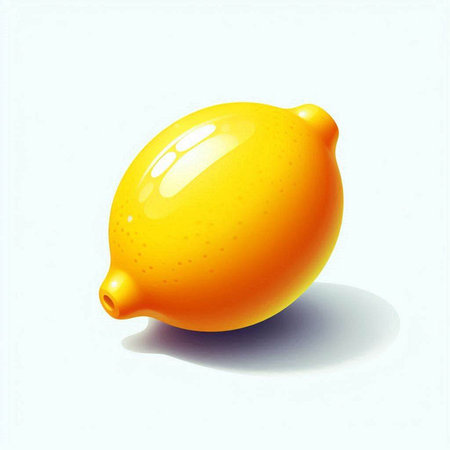 Illustration of a lemon on a white background with a shadow.のイラスト素材