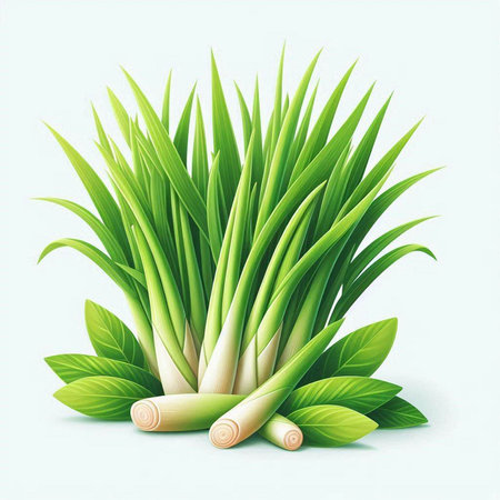 Sugar cane with leaves on a white background. Vector illustration.のイラスト素材