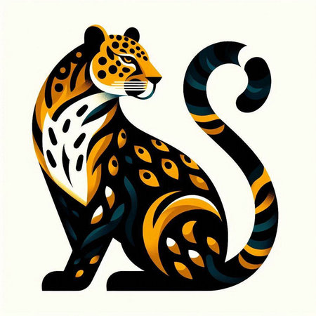 Leopard. Symbol of the new year 2022. Vector illustration.のイラスト素材