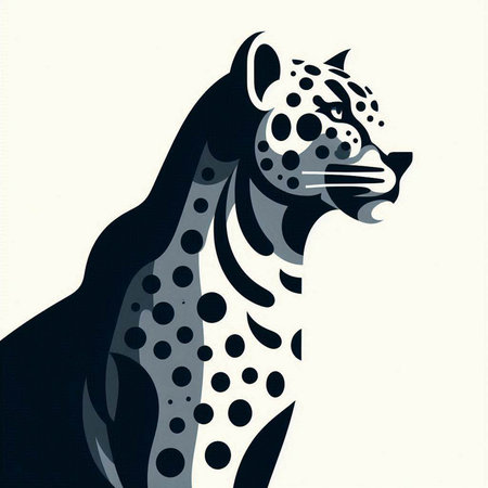 Silhouette of a leopard on a white background. Vector illustrationのイラスト素材