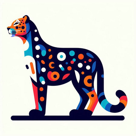 Abstract leopard with colorful patterns on the skin. Vector illustration.のイラスト素材