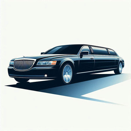 illustration of luxury limousine with shadow on white background.のイラスト素材