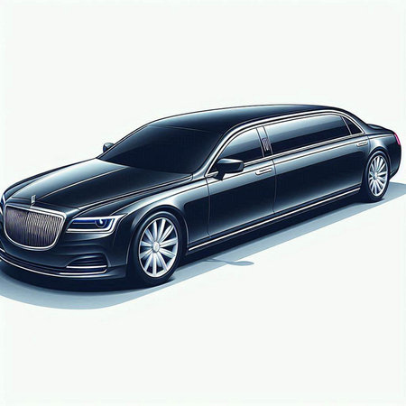 Sketch of a luxury car in black color on a white backgroundのイラスト素材