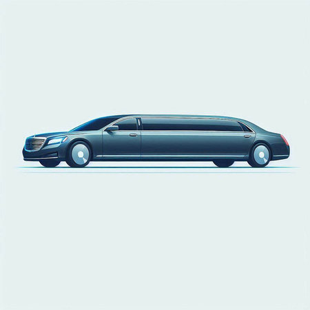 3D rendering of a luxury limousine isolated on blue backgroundのイラスト素材