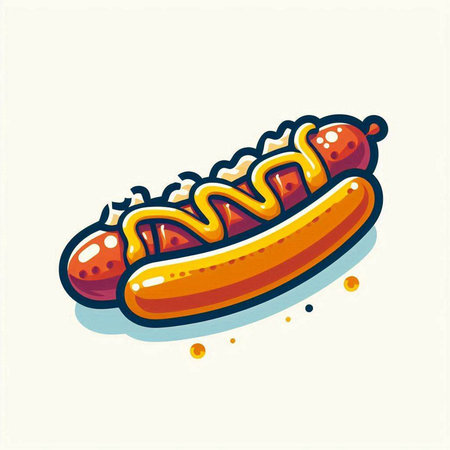 Hot dog. Vector illustration. Isolated on a white background.のイラスト素材