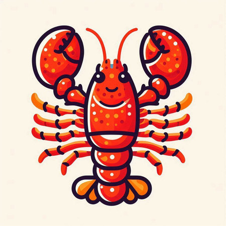Lobster icon. Cute cartoon seafood character. Vector illustration.のイラスト素材