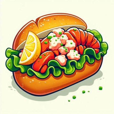 Illustration of a hot dog with a slice of lemon on topのイラスト素材