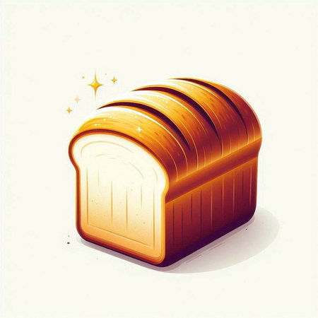 Illustration of a slice of bread with a golden crust on a white backgroundのイラスト素材