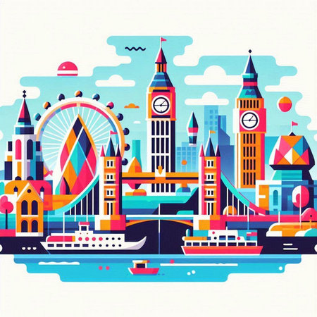 London, England, United Kingdom. Vector illustration. Flat style.のイラスト素材