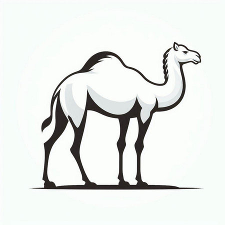 Vector image of a camel on a white background. Hand-drawn illustration.のイラスト素材