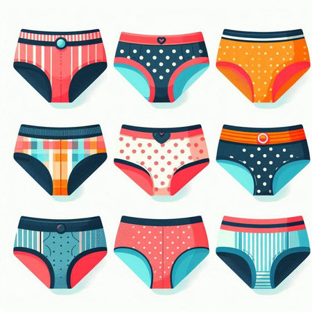Set of different female underpants. Vector illustration in flat style.のイラスト素材