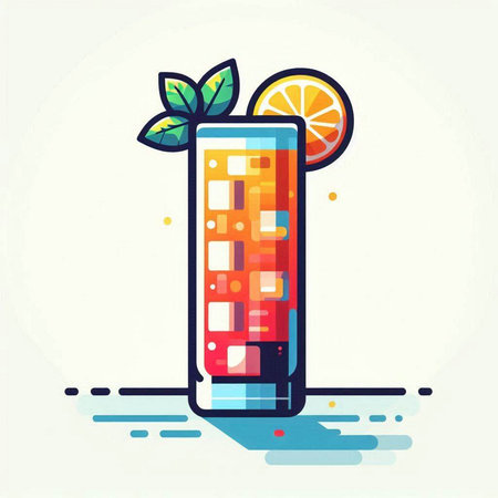 Cocktail icon in flat style. Colorful vector illustration.のイラスト素材